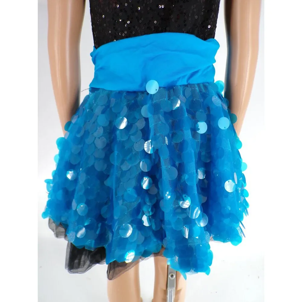 Pre-Owned Dance Costume Weissman 7806 Medium Child Turquoise Dress Jazz Musical